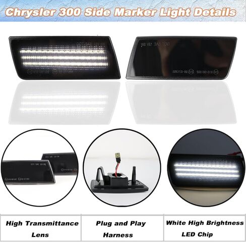 Smoked Amber LED Side Marker Lights Compatible with Chrysler 300 300C Sedan Base Touring SRT8 Limited 2005-2014 Front Side Indicator Lamps 2PCS (Amber Light) in Saudi Arabia