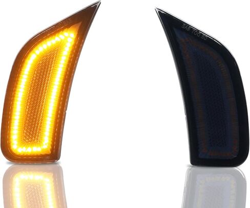 Aileo Super - مصابيح علامات LED Bright Amber LED لعام 2021-2024 Yukon/Yukon XL/Yukon Denali/Tahoe/Suburban/Escalade ESV - العدسات المدخنة عالية الجودة ، الوظيفة المزدوجة (المنعطف والموضع) ، 2pcs in Kuwait