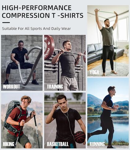 SPVISE Men's Compression Shirt Short Sleeve Cool Dry Workout Athletic T-Shirts Sports Undershirt Performance Compression Tops in Kuwait