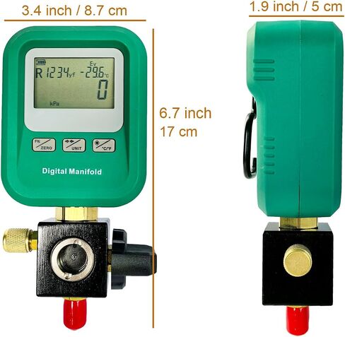 Portable Digital HVAC Manifold Gauge Set Refrigerant Gauge Diagnostic Tool for R134A/R410A/1234YF 12 Refrigerants | Pressure/Vacuum/Leak Test | Automotive & Home HVAC Maintenance in Saudi Arabia