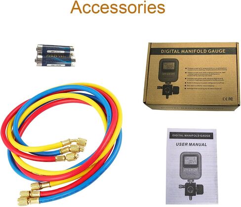 Portable Digital HVAC Manifold Gauge Set Refrigerant Gauge Diagnostic Tool for R134A/R410A/1234YF 12 Refrigerants | Pressure/Vacuum/Leak Test | Automotive & Home HVAC Maintenance in Saudi Arabia