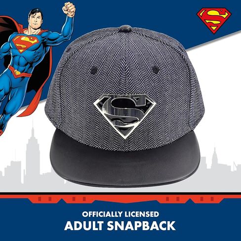 DC Comics Superman Strapback Hat, Adult Baseball Cap with Flat Brim, Grey, One Size in Saudi Arabia