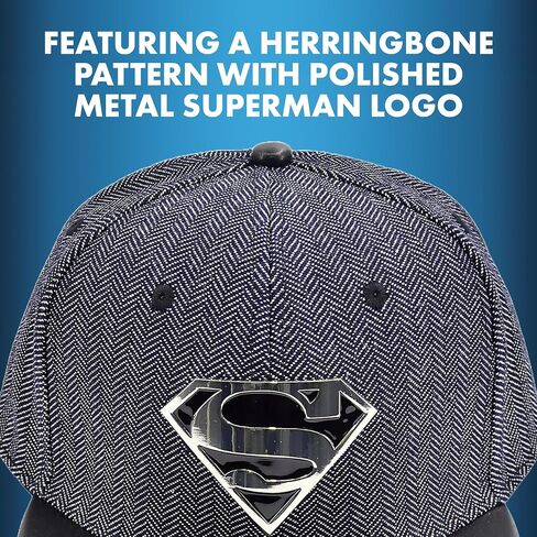 DC Comics Superman Strapback Hat, Adult Baseball Cap with Flat Brim, Grey, One Size in Saudi Arabia