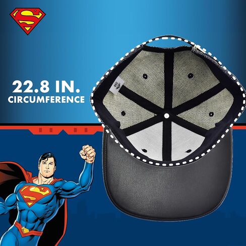 DC Comics Superman Strapback Hat, Adult Baseball Cap with Flat Brim, Grey, One Size in Saudi Arabia