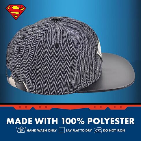DC Comics Superman Strapback Hat, Adult Baseball Cap with Flat Brim, Grey, One Size in Saudi Arabia