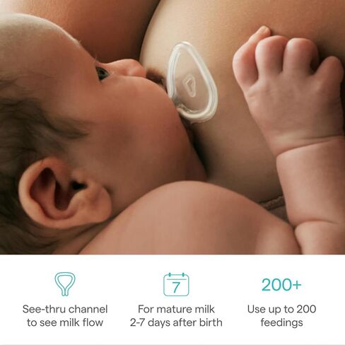 Munchkin® Flow Nipple Nipple Shield + مع قناة See -Thru لمشاهدة تدفق الحليب - ممرضة بثقة وتلبية أهداف الرضاعة الطبيعية - 20 ملم in Saudi Arabia