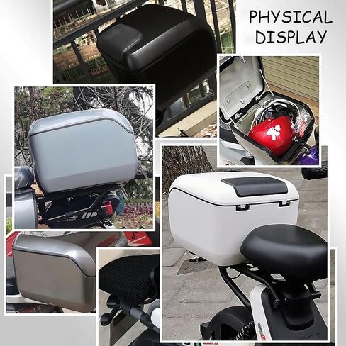 ذيل ذيل دراجة نارية 30L ، علبة دراجة نارية أعلى دراجة نارية Scooter Trunk Storage Storage Carrier Carrier Plastic مع أجهزة متزايدة ، تصاعد عالمي ، أبيض in Saudi Arabia
