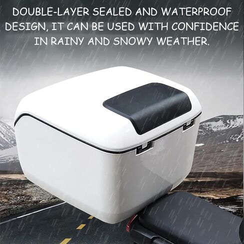 ذيل ذيل دراجة نارية 30L ، علبة دراجة نارية أعلى دراجة نارية Scooter Trunk Storage Storage Carrier Carrier Plastic مع أجهزة متزايدة ، تصاعد عالمي ، أبيض in Saudi Arabia