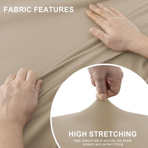 vctops 100% Waterproof Pu Leather RV Dinette Cushion Covers, Luxury Wipeable RV Booth Seat Cover Stretchable Camper Cushion Couch Covers Washable Slipcovers for Camper Car Bench, Beige in Saudi Arabia