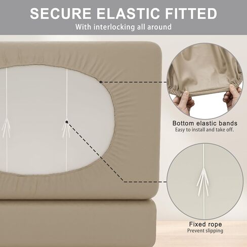 vctops 100% Waterproof Pu Leather RV Dinette Cushion Covers, Luxury Wipeable RV Booth Seat Cover Stretchable Camper Cushion Couch Covers Washable Slipcovers for Camper Car Bench, Beige in Saudi Arabia