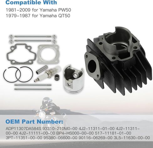 ECCPP Cylinder Piston Ring Gasket 1981-2009 for Yamaha PW50,1979-1987 for Yamaha QT50 Compatible fit for Cylinder Piston Gasket Top End Kit ADP11307DA584S in Saudi Arabia