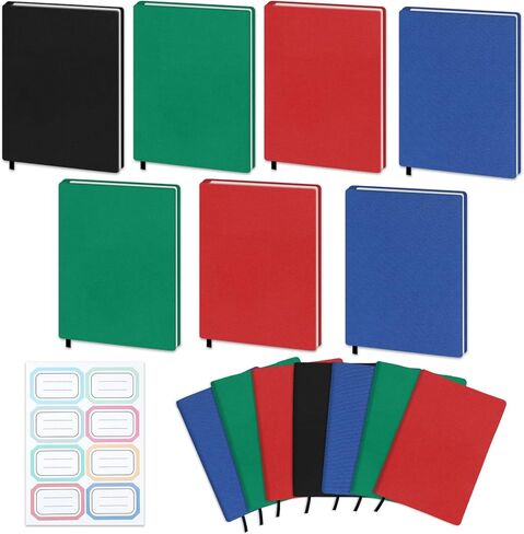 Jumbo Stretchable Book Cover 7PCS Reusable Fabric Book Cover with Label 9x11in Black Blue Green Red Protective Sleeve Hardcover Book Textbook Cover for School Fit Most Book Size Up to 10x12.5in in Kuwait