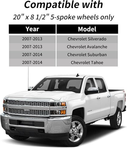 Wheel Center Cap Compatible with Chevy Silverado Avalanche Tahoe Suburban, 6 Lug Wheel Cap Cover for 20" 5-Spoke Rims 7-1/8'' Polished Hubcap Cover Replace 9595152 9596007 in Kuwait