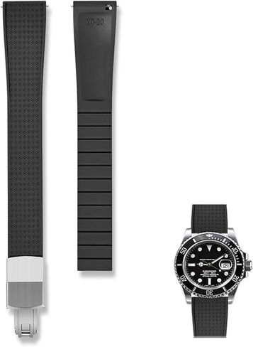 FKM Rubber Watch Band and Auto-Lock Folding Buckle,Compatible with OmegaXSwatch Moonswatch Speedmaster/Rolex/SEIKO Men Women 20 22mm Watch Strap Replacement in Kuwait