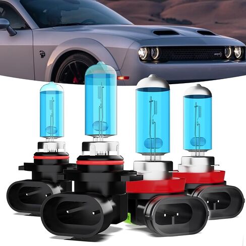 المصابيح الأمامية للهالوجين تتناسب مع مصابيح المصابيح الأمامية Dodge Challenger 2015-2020 ، 9012 عوارض عالية/منخفضة+ H11 أضواء الضباب المصابيح الأمامية الساطعة ، التوصيل والتشغيل ، حزمة 4 in Kuwait