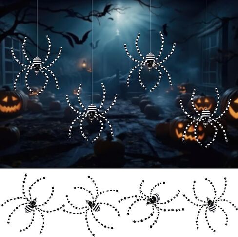 8 Pcs Crystal Christmas Spider Ornament Pearl Christmas Spider Hanging Ornaments Beaded Christmas Spider Decorations for Xmas Tree Gift(Crystal Spider) in Saudi Arabia