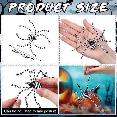 8 Pcs Crystal Christmas Spider Ornament Pearl Christmas Spider Hanging Ornaments Beaded Christmas Spider Decorations for Xmas Tree Gift(Crystal Spider) in Saudi Arabia