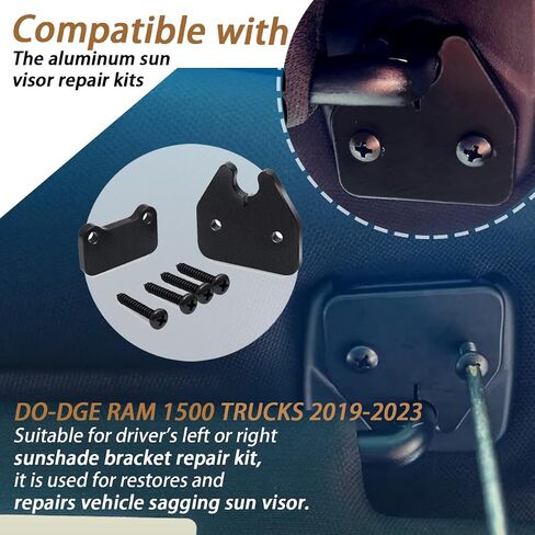 Aluminum Sun Visor Repair Kit ram Sun Visor Repair kit Heavy Duty Sun Visor Clips Compatible with DO-DGE RAM 1500 Trucks 2019-2023 (1Set Black)-Made of Aluminum (1) in Saudi Arabia