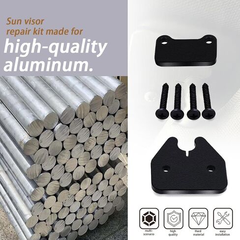Aluminum Sun Visor Repair Kit ram Sun Visor Repair kit Heavy Duty Sun Visor Clips Compatible with DO-DGE RAM 1500 Trucks 2019-2023 (1Set Black)-Made of Aluminum (1) in Saudi Arabia