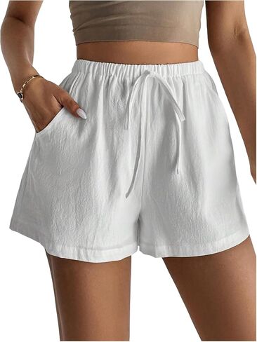 Women's Knot Front Mini Shorts High Waisted Wide Leg Beach Vacation Lounge Shorts in Saudi Arabia