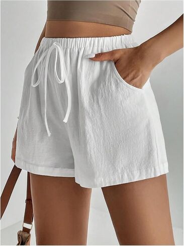 Women's Knot Front Mini Shorts High Waisted Wide Leg Beach Vacation Lounge Shorts in Saudi Arabia
