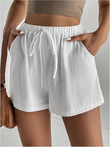 Women's Knot Front Mini Shorts High Waisted Wide Leg Beach Vacation Lounge Shorts in Saudi Arabia