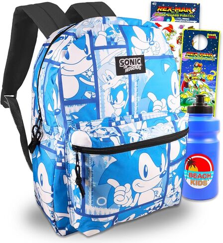 Sonic the Hedgehog Backpack for Kids Set - Bundle with 16" Backpack with Stickers, Water Bottle, More | Sonic Backpack for Boys in Saudi Arabia