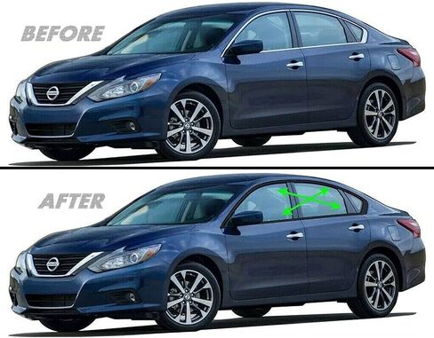 Slickmod Chrome Delete Blackout Vinyl Overlay for 2013-2018 Nissan Altima Window Trim (Satin Black) in Saudi Arabia