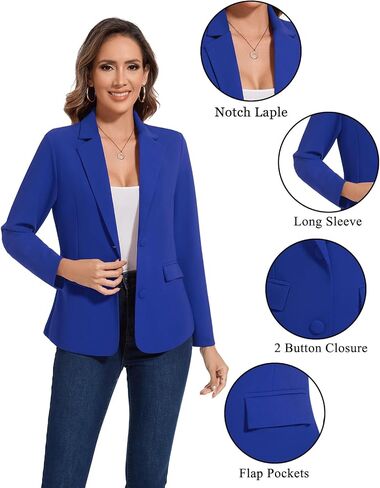 MINTLIMIT Blazers for Women Long Sleeve Button Front Blazer Notch Lapel Casual Work Office Suit Jackets with Pocket in Saudi Arabia