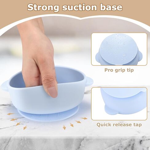 2 Pack Stainless Steel Baby Bowls with Removable Non-Slip Silicone Suction Shell, Anti Scald Food Container for Baby Food Feeding (2 Pack-Blue & Cream) in Kuwait
