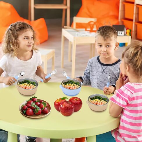 2 Pack Stainless Steel Baby Bowls with Removable Non-Slip Silicone Suction Shell, Anti Scald Food Container for Baby Food Feeding (2 Pack-Blue & Cream) in Kuwait