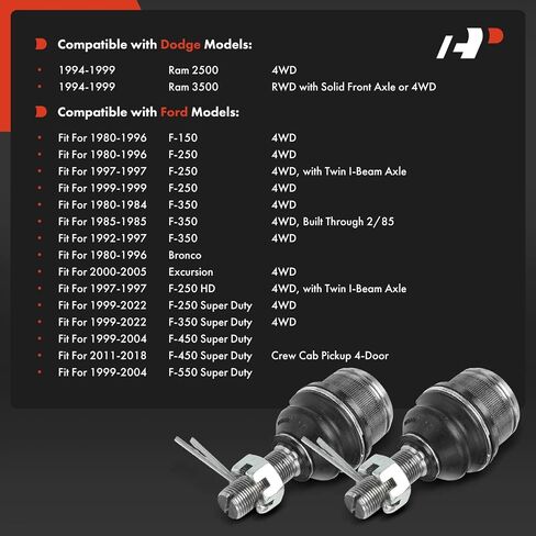 A-Premium 2 × مفصل الكرة العلوي الأمامي ، متوافق مع Ford F-150 ، F-250 HD ، F-250 Super Duty ، F-350 ، F-350 Super Duty ، F-450 Super Duty ، F-550 Super Duty ، Bronco ، Specursion & Dodge RAM 2500 ، RAM 3500 in Kuwait