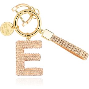 Alphabet Initial Letter Car Keychain with Sparkly Rhinestone Bling Gift for Woman Backpack Bag Charm Decoration in Kuwait