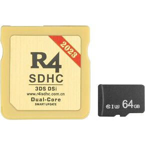 R4 Video Games Memory Card Adapter with 64GB TF Card Compatible with DS DSI 2DS 3DS NDS, No timebomb, Plug and Play