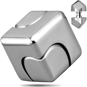 Metal Fidget Spinner Cube Kinetic Toy for Kid Adult, Cool EDC Small Gadget Desk Toy Finger Game for Boy Men Gift Classroom Prize, 2-in-1 Hand Spinner Infinity Cube Block Gyro for Stress Relief