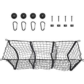 3 Pocket Trunk Cargo Organizer Storage Net, Adjustable Elastic Heavy Duty Cargo Net, Hook Up Elastic Envelope Luggage Net Truck Bed Storage(43.3in) Universal Fit for Car, SUV, Truck