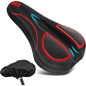 Padded Bike Seat Cushion, Gel Bike Seat Cover for Women/Men, Comfort Bike Seat Cover for Peloton Bike, Bicycle Seat Cushion for Mountain/Spin/Road/City/Electric Bikes, Outdoor & Indoor
