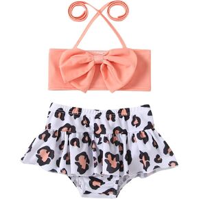 XFGLCK طفل الفتيات ملابس السباحة Bowknot الرسن العلوي + شريط كشكش أسفل قطعتين مجموعة البكيني الصيف ثوب السباحة in Kuwait