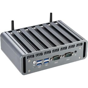 Fanless Mini PC J6412 2.5GbE Ports, Mirco PC Windows 11Pro with License 8GB DDR4 128GB SSD, Office Home Industrial PC Support Dual Display WiFi5/BT4.2, HD/RJ45/COM RS232