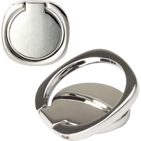 [2 Pack] Matte Rounded Corners Ultra-Thin Cell Phone Ring Holder Stand,360 Degree Rotation and 180 Degree Adjustable Finger Ring Kickstand with Frosted Metal Phone Grip (Silver)