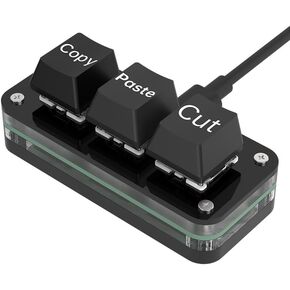 Copy Keyboard, One Handed Macro Keypad, Cut Copy Paste Keyboard, 3 Key Shortcut Keyboard for PC, MAC, Laptop, Programmable Mechanical Keyboard for Working and Gaming