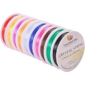 PH PandaHall 10 Rolls 0.8mm Crystal Stretch Polyester Threads Beading String Cord 10m per Roll 10 Colors for Bracelets Necklace Jewelry Making