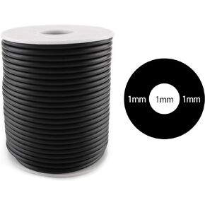 CleverDelights Black Hollow Rubber Tubing - 10 Feet - 3mm Diameter Tube Cord - 3/32" OD x 1/32" ID