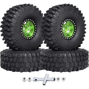 1/10 Scale RC Crawler 1.9 Aluminum Beadlock Wheels and Tires 4.72" 120mm Height Soft Great Grip for Traxxas TRX4 Axial SCX10 II III Redcat Gen 8 Rocks Mud (Style B)