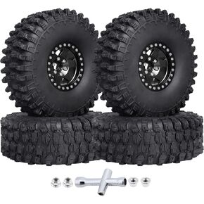 1/10 Scale RC Crawler 1.9 Aluminum Beadlock Wheels and Tires 4.72" 120mm Height Soft Great Grip for Traxxas TRX4 Axial SCX10 II III Redcat Gen 8 Rocks Mud (Style B)