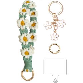 2Pcs Macrame Wristlet Keychain Handmade Weave Crochet Keychains Wrist Lanyard Bohemian Keyring for Women Girl Fresh