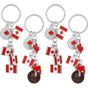 PRETYZOOM 12Pcs Canada Flag Keychain Canadian National Flag Key Ring Maple Leaf Keychain Decorative Key Holder Canada Day Purse Handbag Charms