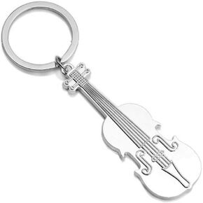 Good Mini Creative Violin Charm Metal Keyring Keychain Key Ring Chain Silver (Violin)