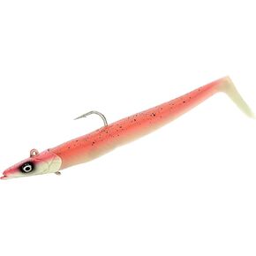 Savage Gear Sandeel Fishing Bait, 2 1/3 oz, Pink Glow, Realistic Contours & Movement, Durable Construction, Two Tie Points, 5X Hooks, Holographic Eyes, Bait Keeper