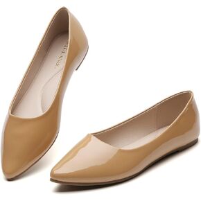 Women's Pointy Toe Loafer Flat Comfortable Faux Suede Work Shoes, Cute Penny Loafer Slip On Ballet Flat